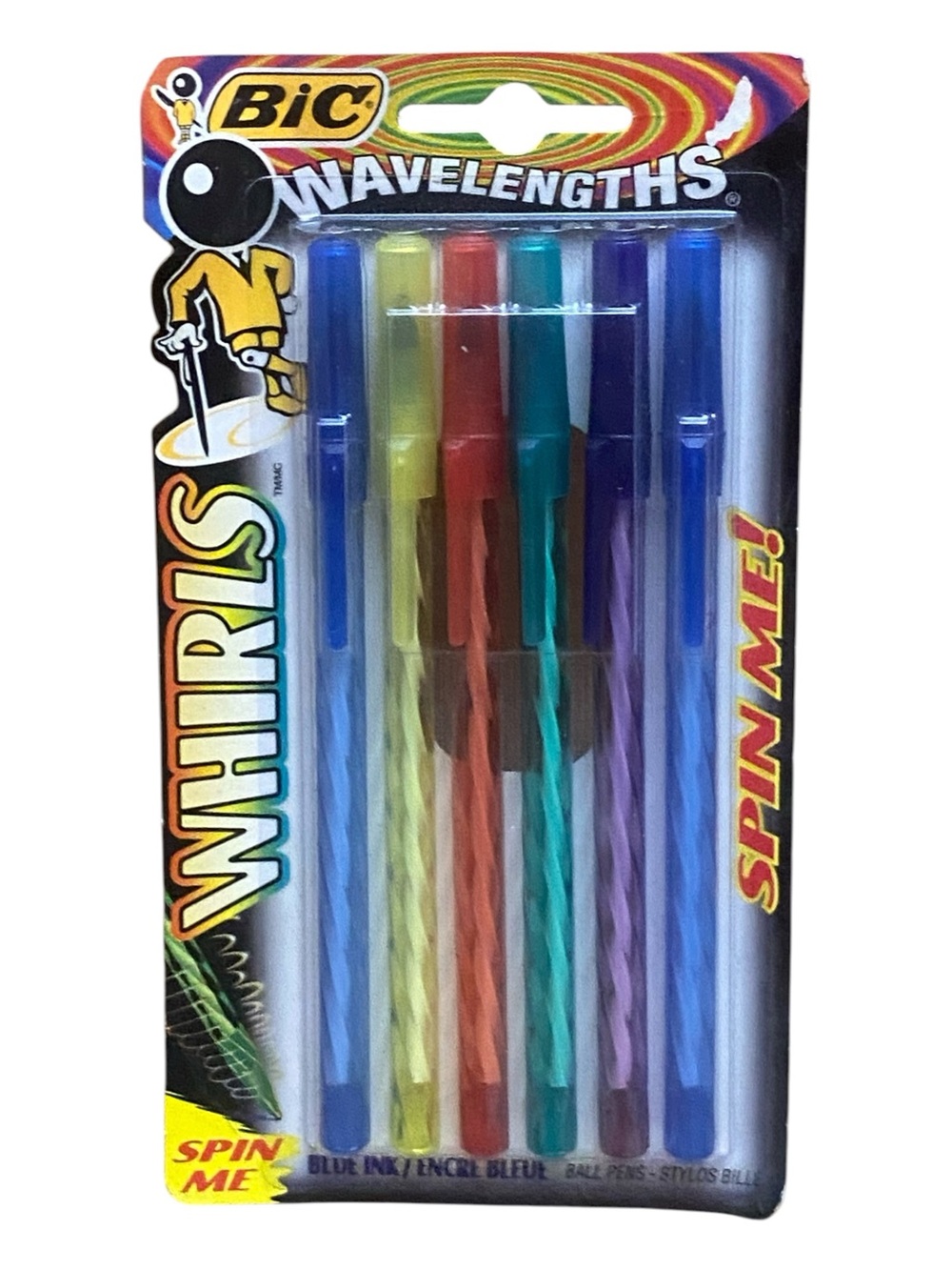 BIC Wavelengths Whirls Ballpoint Pens Vintage 1995 Blue Ink 6 Pack NIB